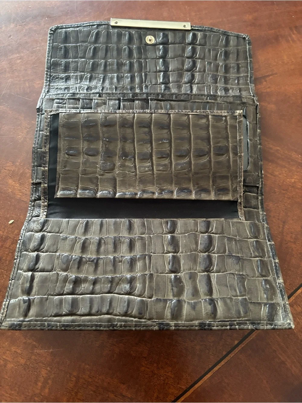 Brahmin Cordelia wallet gray with croc-embossed leather
